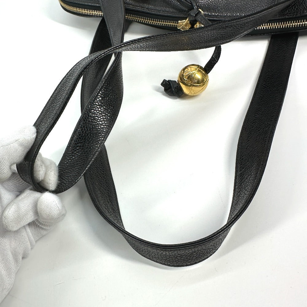 Chanel Shoulder Bag Caviar Skin Black Vintage Cc Coco Mark Decacoco Women