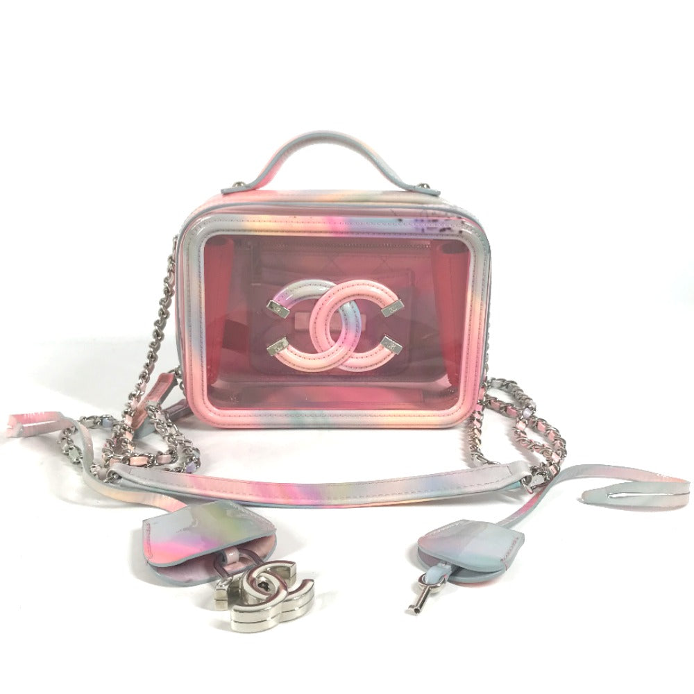 Chanel Handbag Plastics Pink Filigree Vanity Bag Crossbody Cc Coco Mark Women