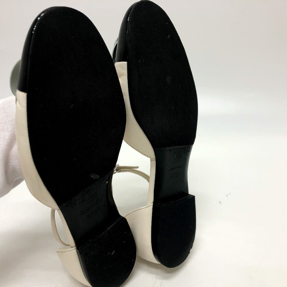 Chanel Sandals G45497 Leather White 24P Bicolor Camellia Women 37.5