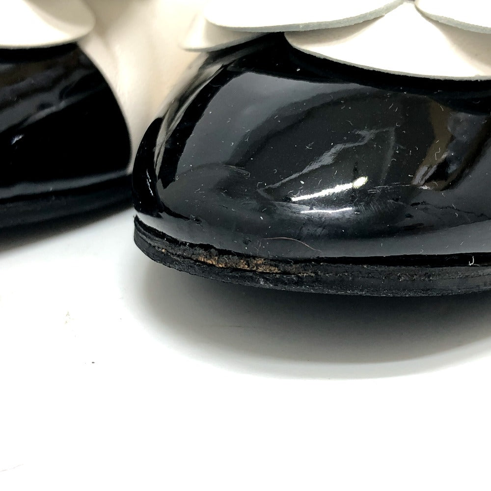 Chanel Sandals G45497 Leather White 24P Bicolor Camellia Women 37.5
