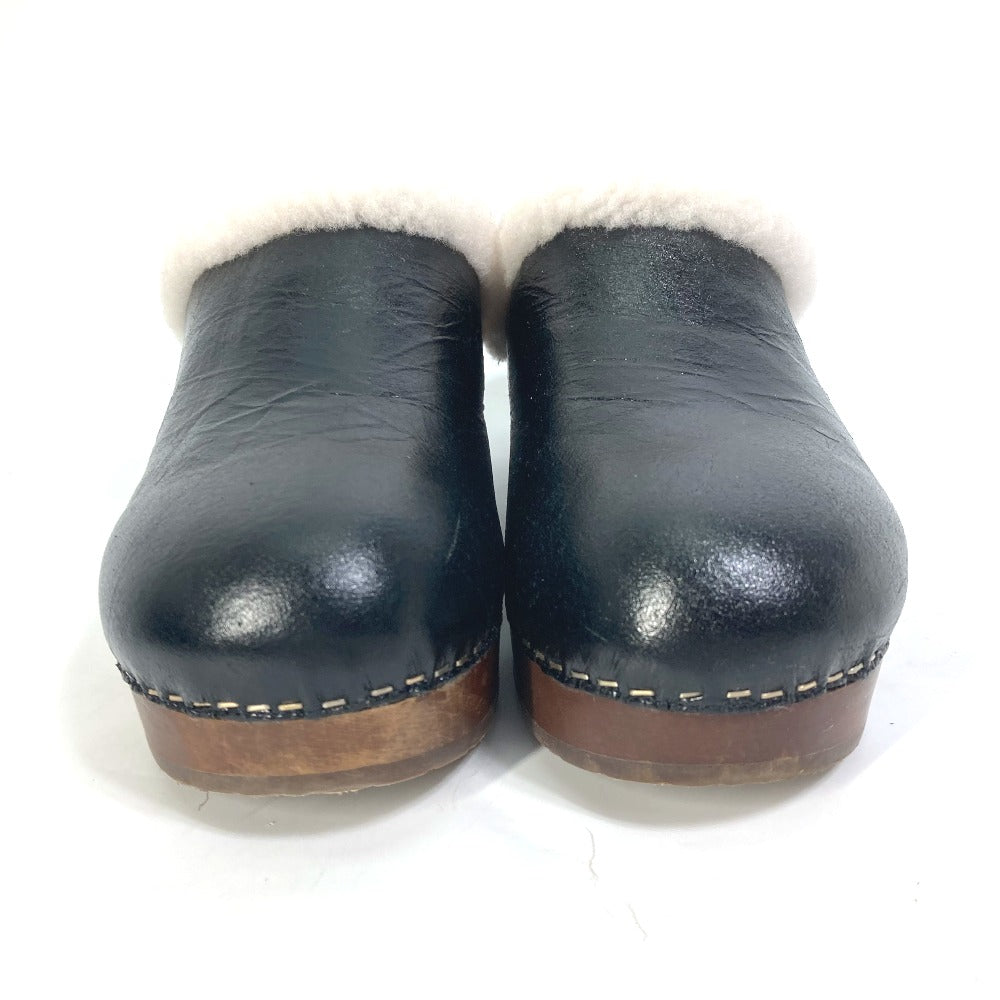 Chanel Sandals F32594 Leather Black 23N Mouton Clogs Cc Coco Mark Women 38