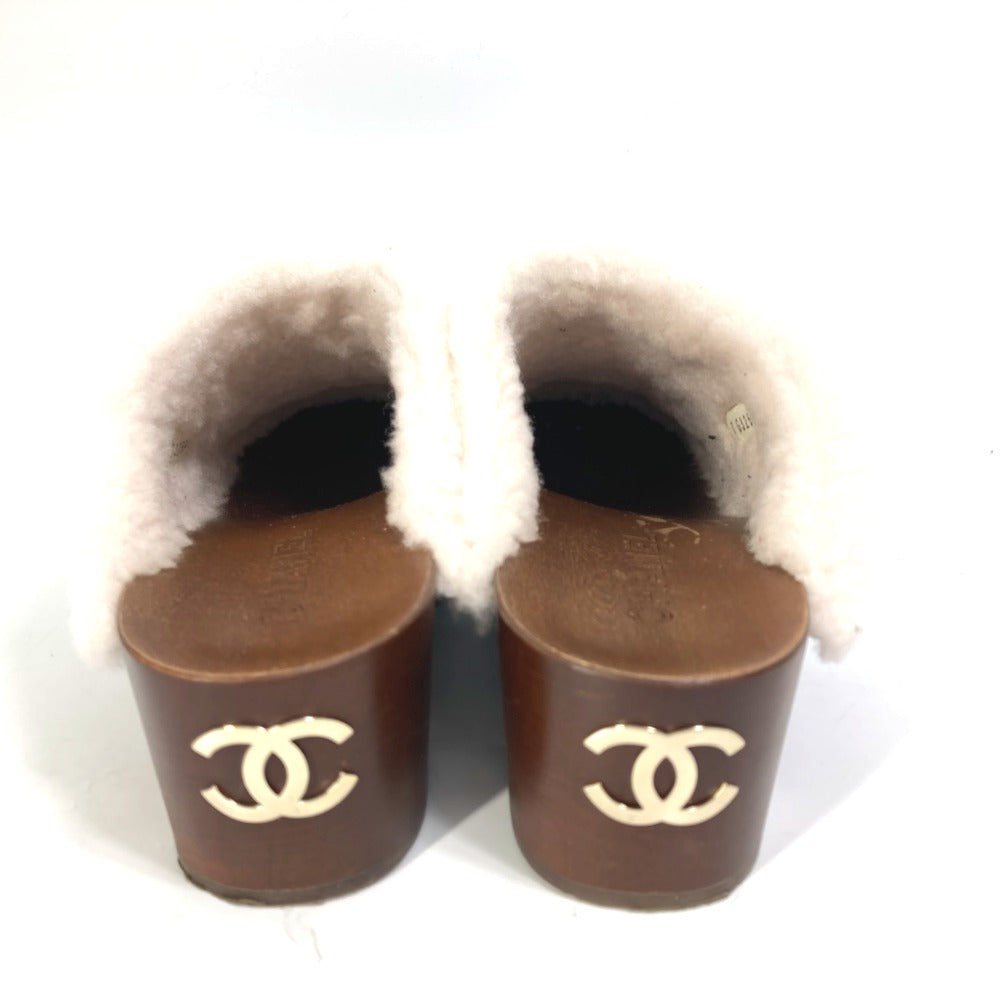 Chanel Sandals F32594 Leather Black 23N Mouton Clogs Cc Coco Mark Women 38