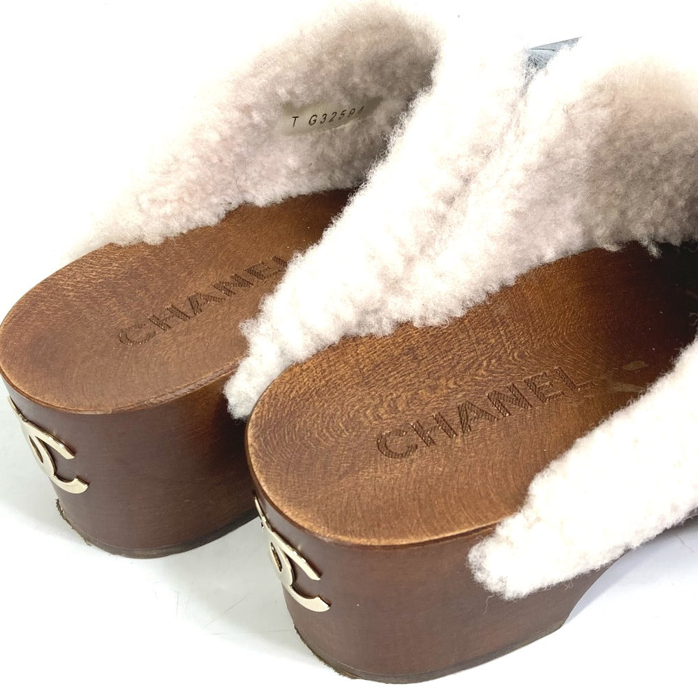Chanel Sandals F32594 Leather Black 23N Mouton Clogs Cc Coco Mark Women 38