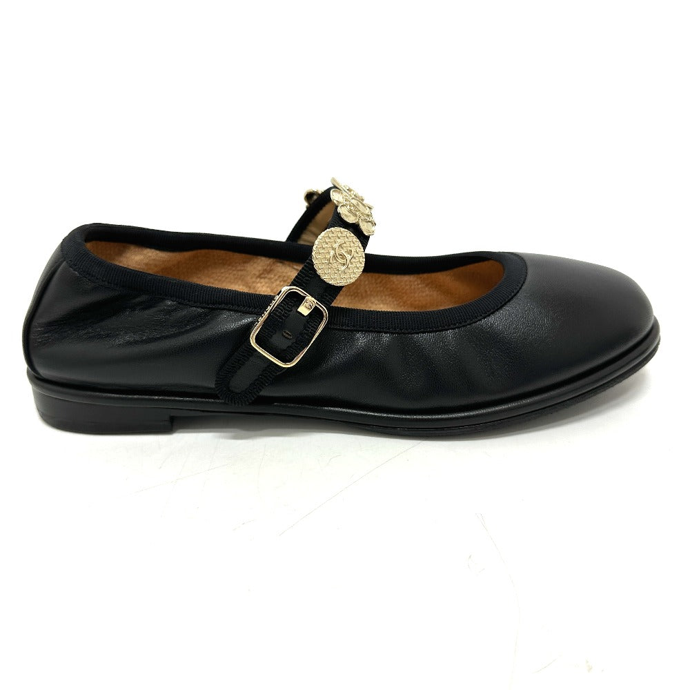 Chanel Sandals G45778 Leather Black 24A Merry Jane Women 36.5