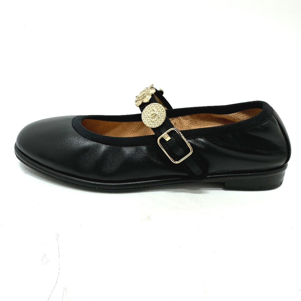 Chanel Sandals G45778 Leather Black 24A Merry Jane Women 36.5