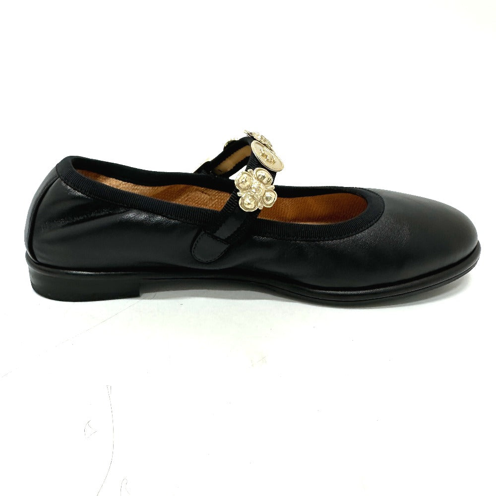 Chanel Sandals G45778 Leather Black 24A Merry Jane Women 36.5