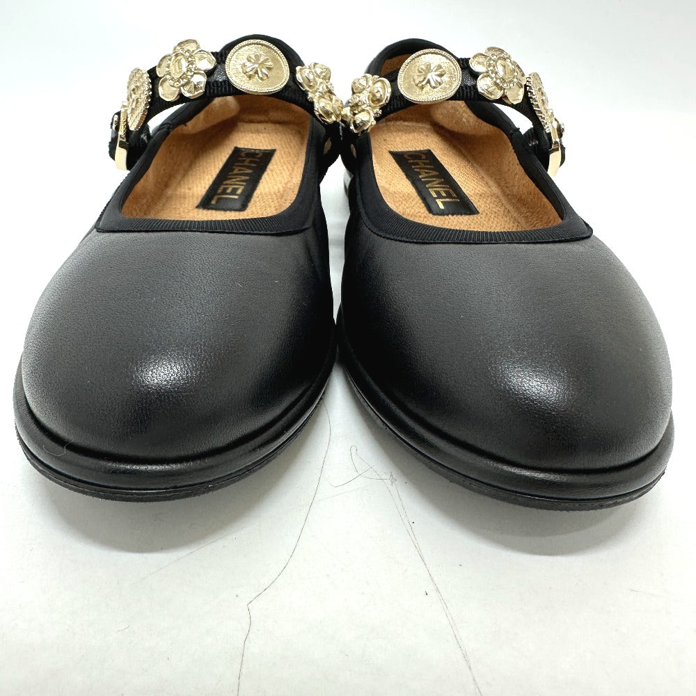 Chanel Sandals G45778 Leather Black 24A Merry Jane Women 36.5