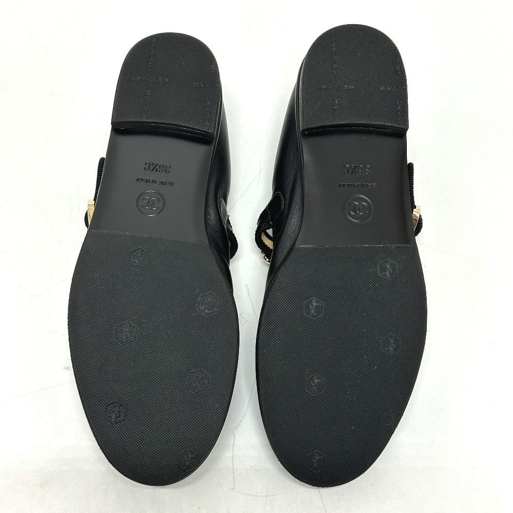Chanel Sandals G45778 Leather Black 24A Merry Jane Women 36.5