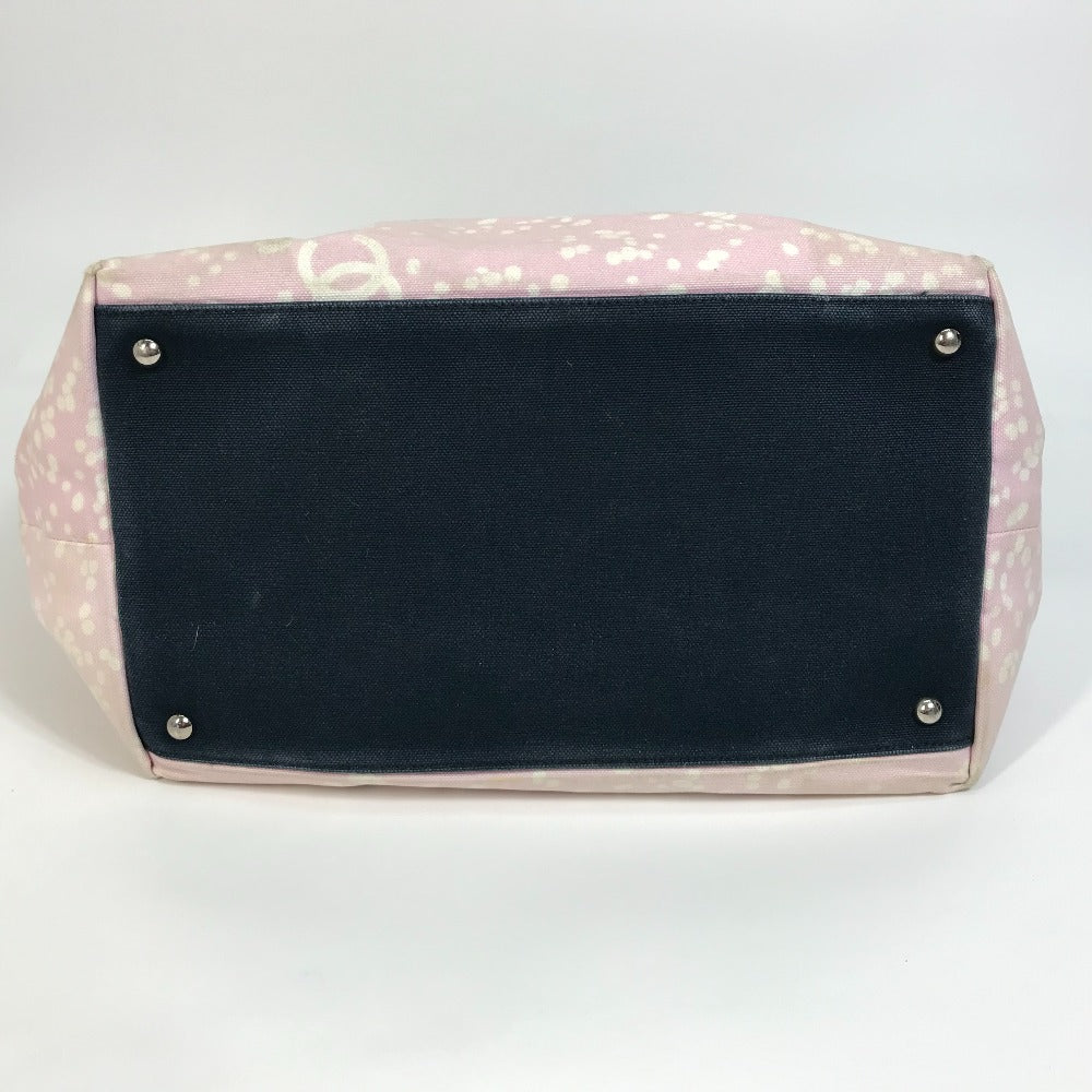 Chanel Tote Bag Canvas Light Pink X Black Coco Mark Women