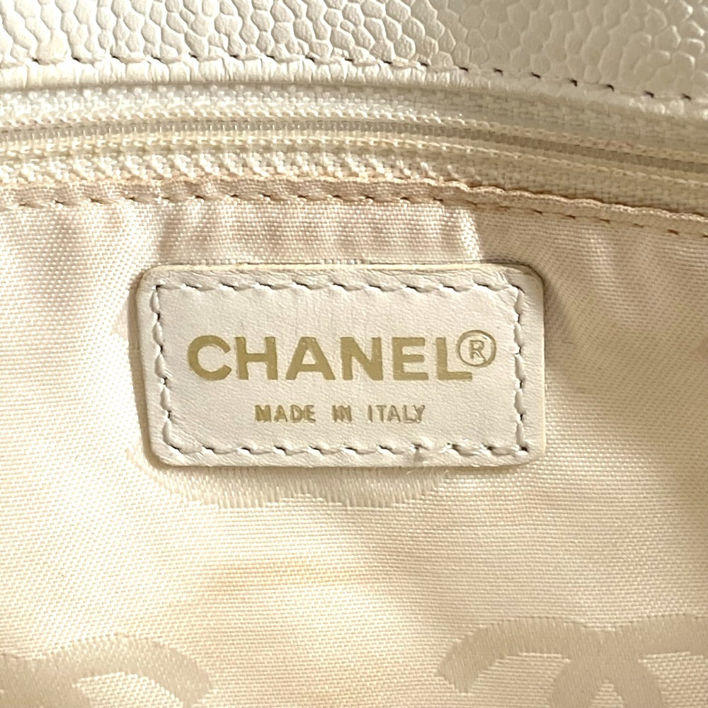 Chanel Shoulder Bag Caviar Skin White Vintage Cc Coco Mark Logo Drawstring Bag Women