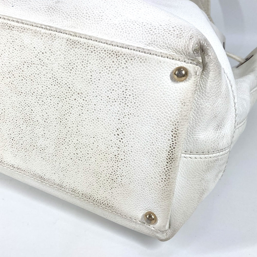 Chanel Shoulder Bag Caviar Skin White Vintage Cc Coco Mark Logo Drawstring Bag Women