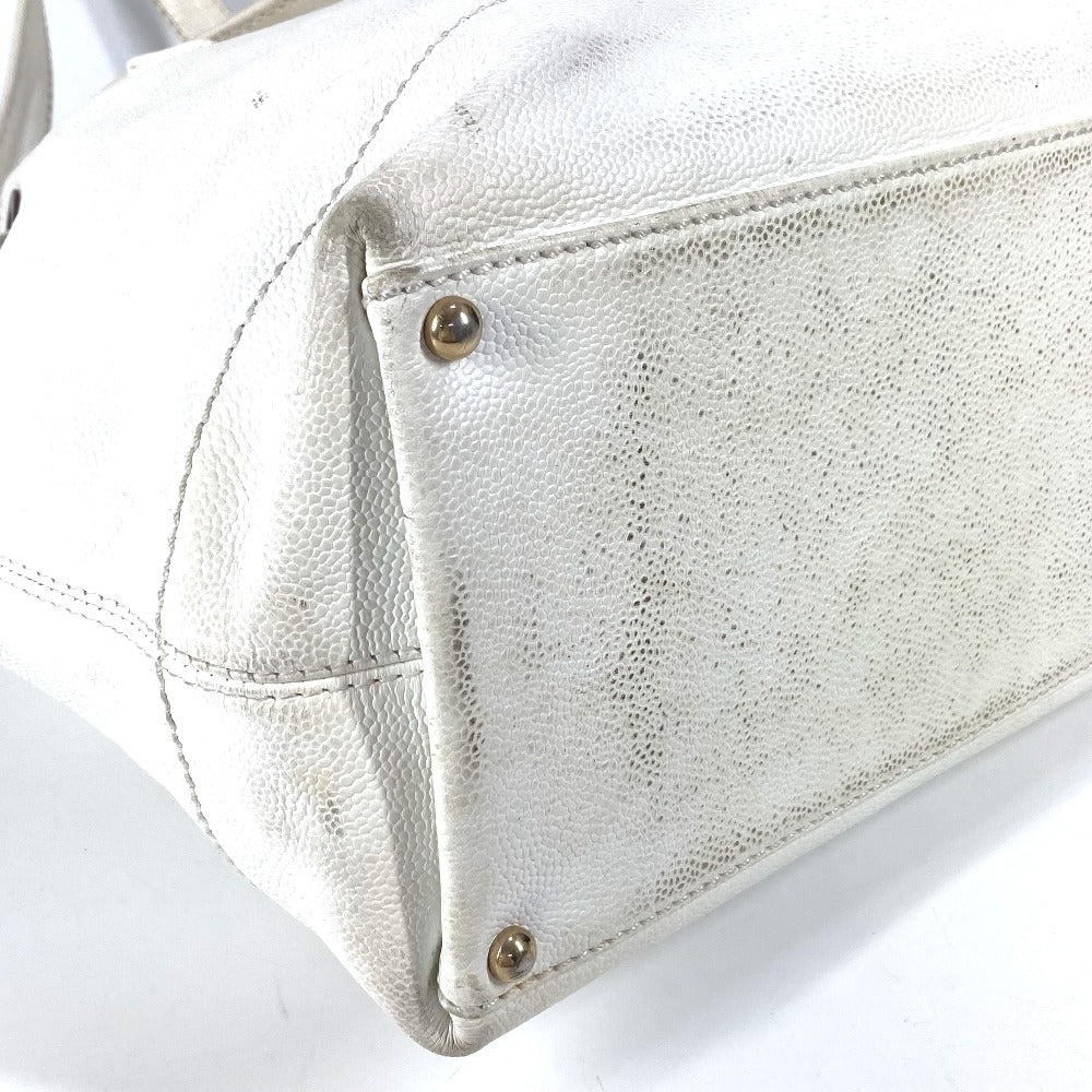 Chanel Shoulder Bag Caviar Skin White Vintage Cc Coco Mark Logo Drawstring Bag Women