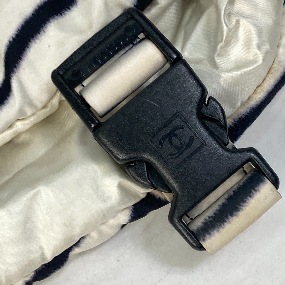 Chanel Shoulder Bag Nylon Black Sports Zebra Pattern Women