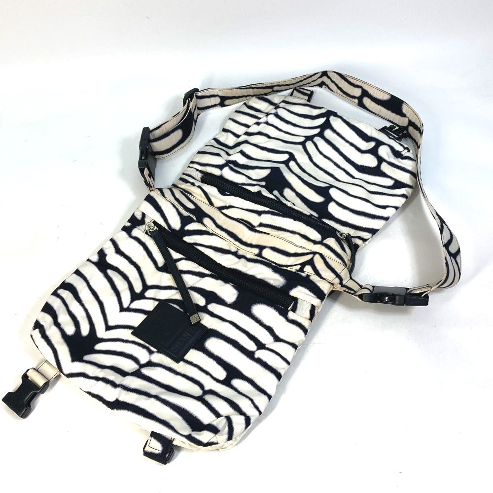 Chanel Shoulder Bag Nylon Black Sports Zebra Pattern Women