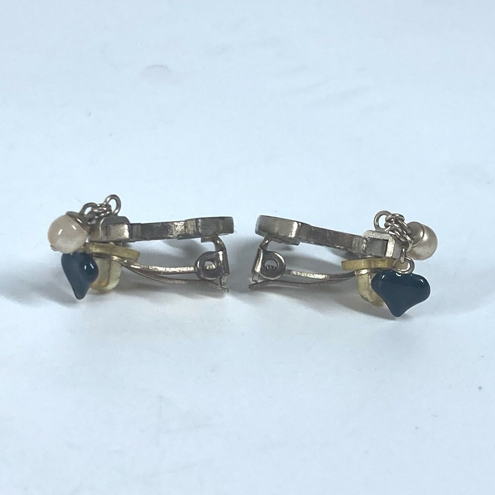 Chanel Earring Metal Gold 05A Logo Cc Coco Mark Faux Pearl Heart