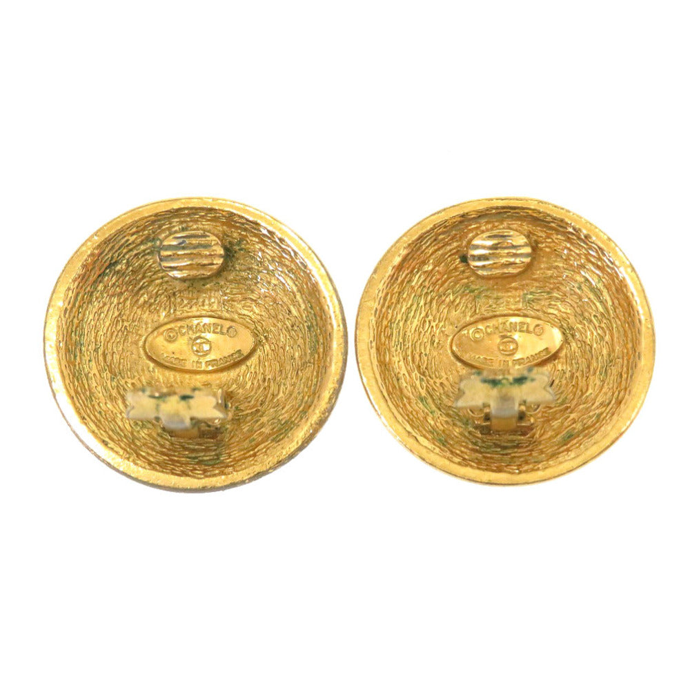 Chanel Earring Metal Gold Vintage Coco Mark Matelasse Women