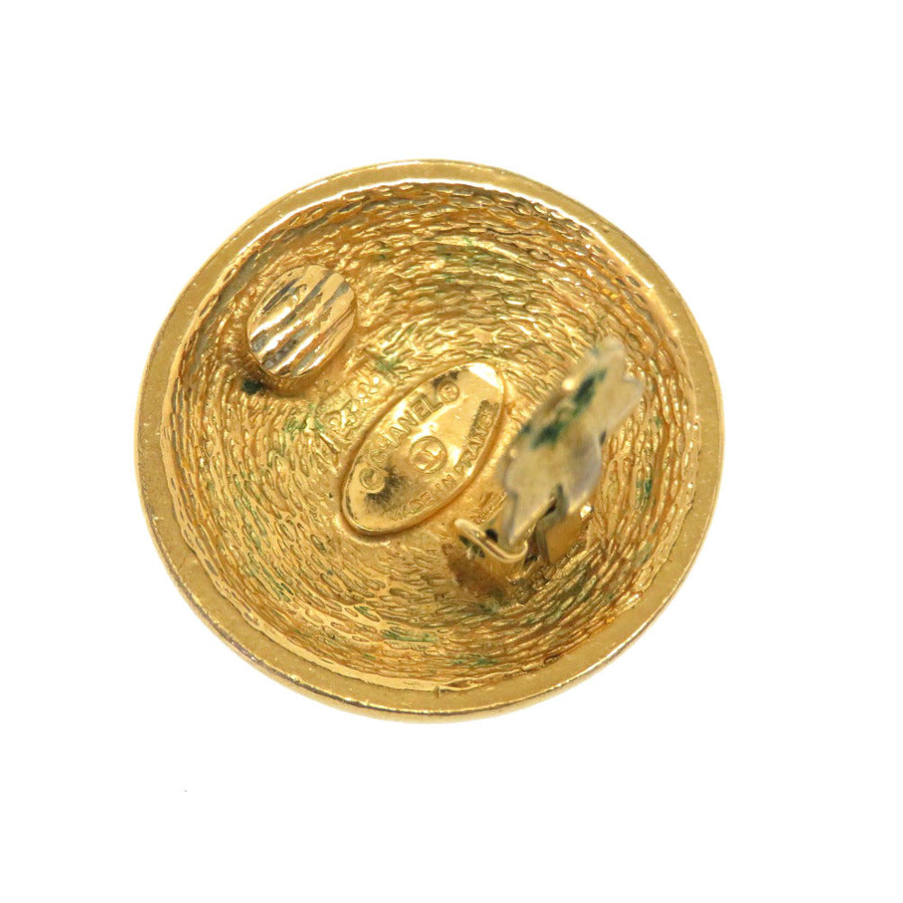 Chanel Earring Metal Gold Vintage Coco Mark Matelasse Women