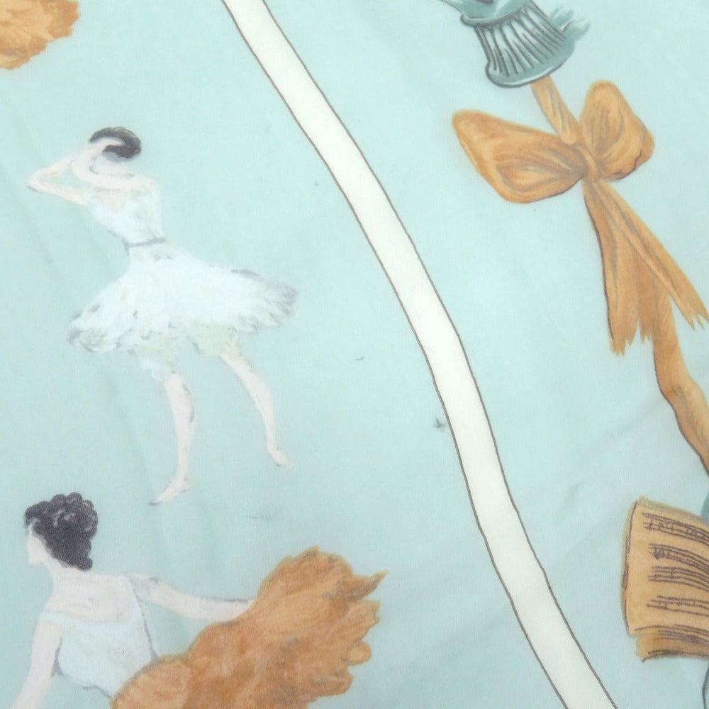 Hermes Scarf Silk Green Carre90 La Dance Women