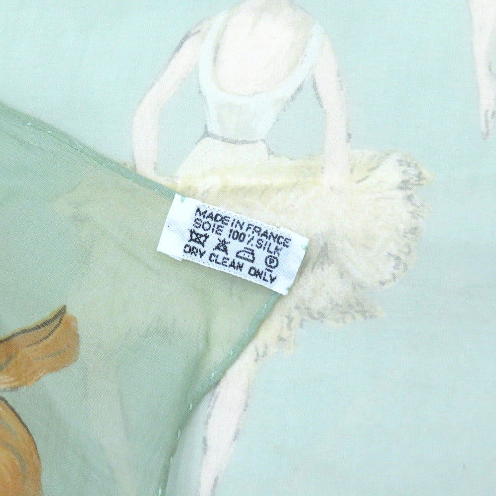 Hermes Scarf Silk Green Carre90 La Dance Women