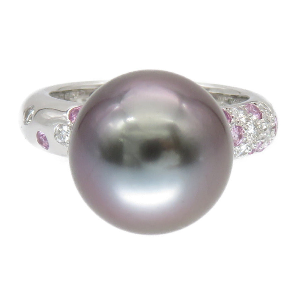 Cartier Ring Black Pearl (Black Pearl), 18K White Gold Black Soap Pretty Ring Black Pearl 0.5" Pink