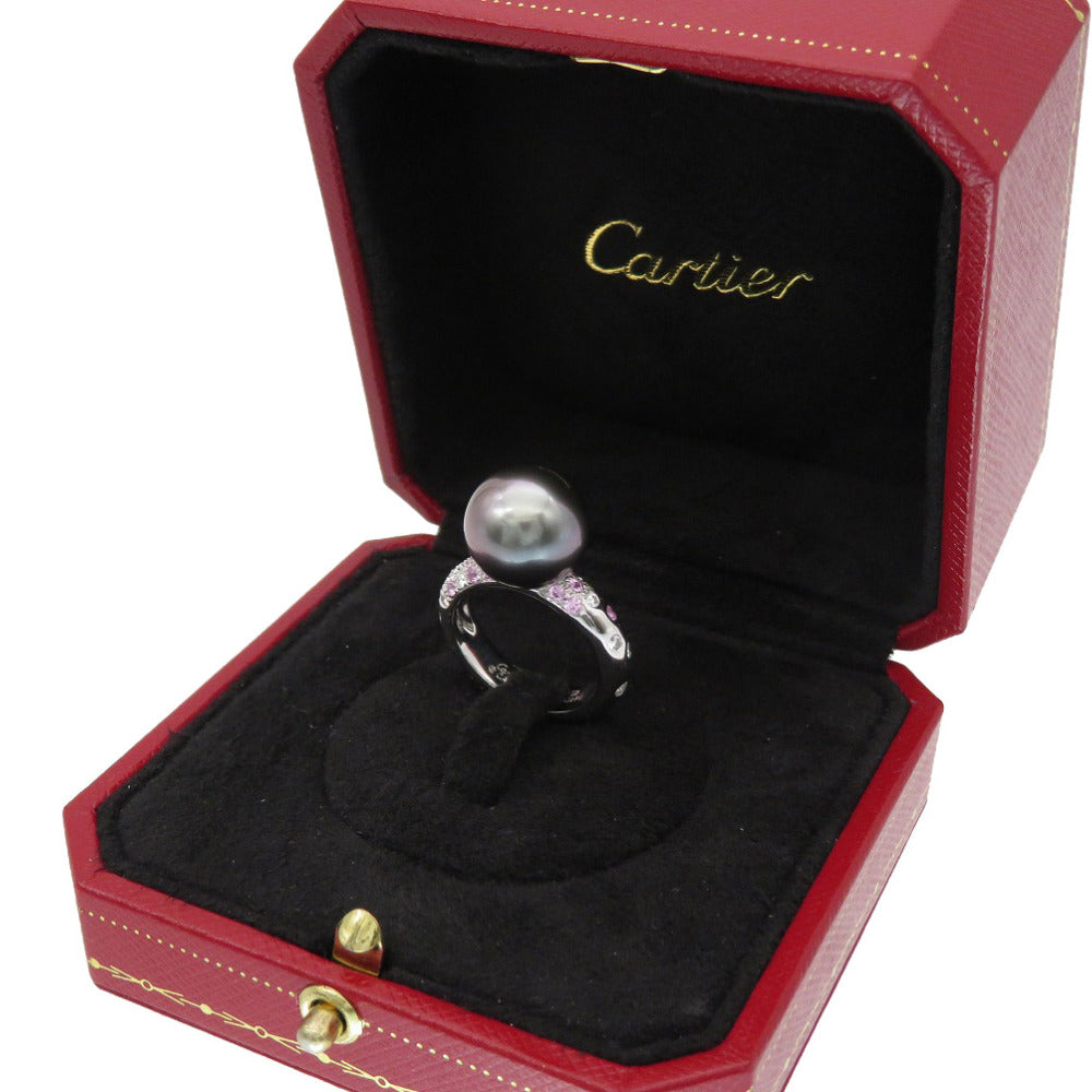 Cartier Ring Black Pearl (Black Pearl), 18K White Gold Black Soap Pretty Ring Black Pearl 0.5" Pink