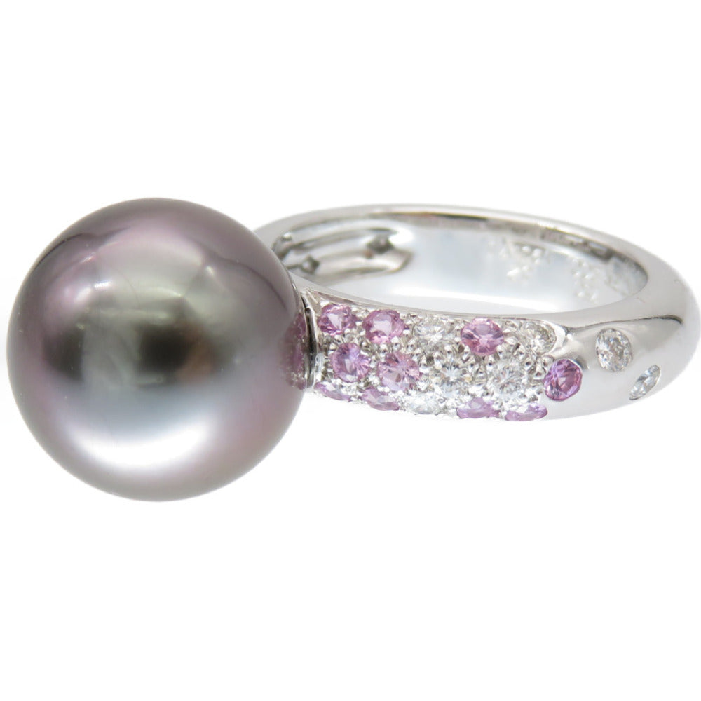 Cartier Ring Black Pearl (Black Pearl), 18K White Gold Black Soap Pretty Ring Black Pearl 0.5" Pink