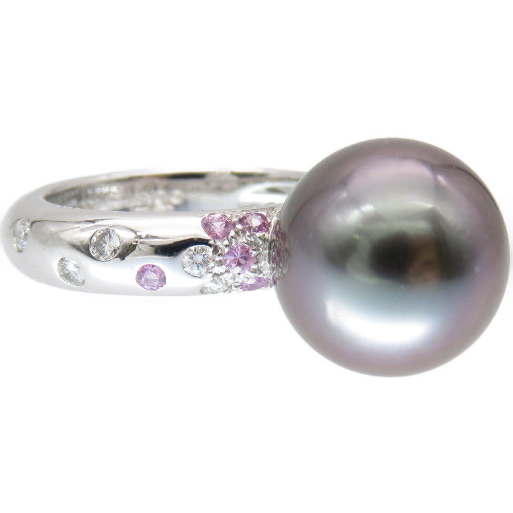 Cartier Ring Black Pearl (Black Pearl), 18K White Gold Black Soap Pretty Ring Black Pearl 0.5" Pink