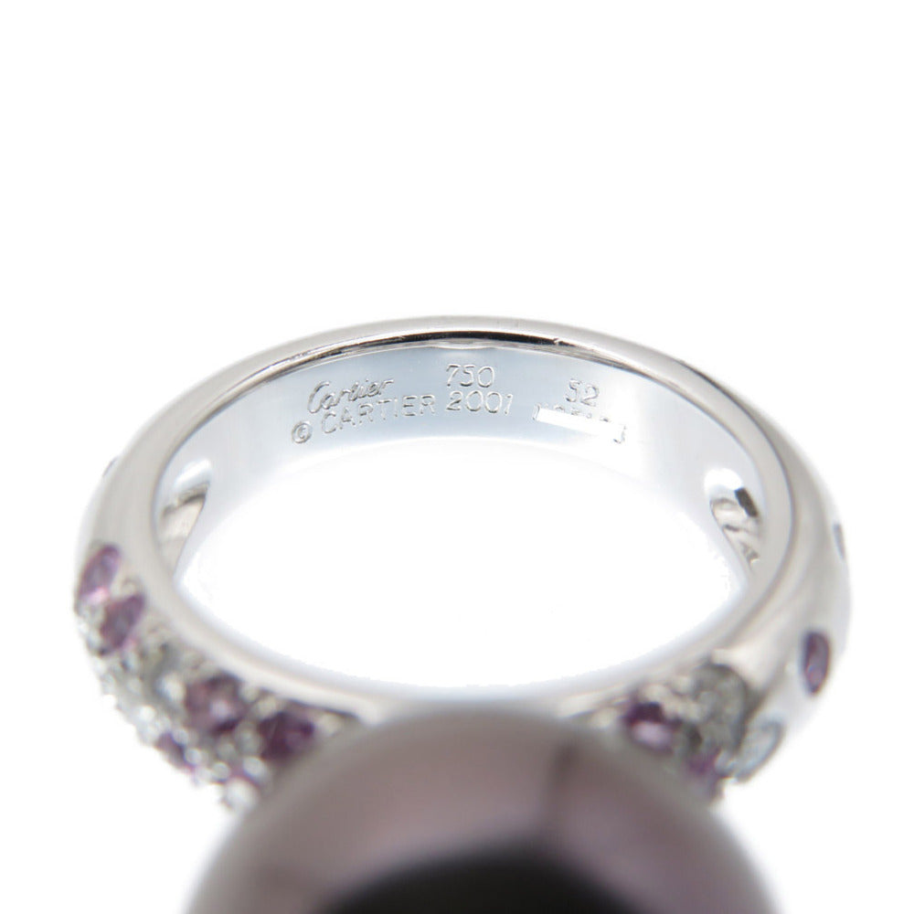 Cartier Ring Black Pearl (Black Pearl), 18K White Gold Black Soap Pretty Ring Black Pearl 0.5" Pink