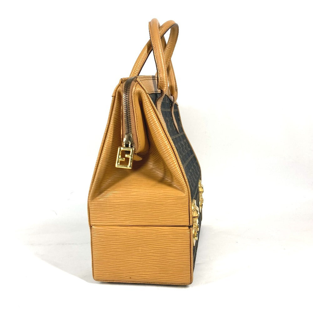 Fendi Handbag Canvas / Leather Brown Vintage Zucca Logo Women