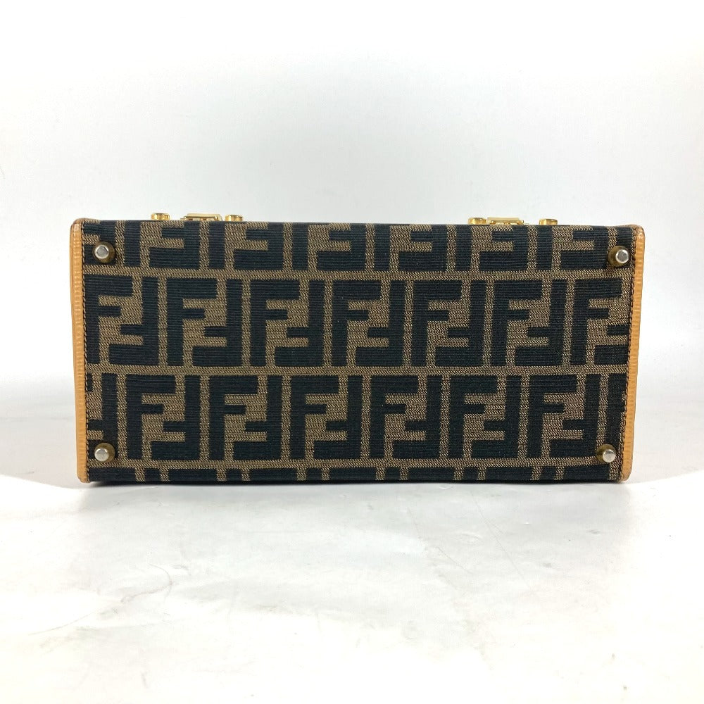 Fendi Handbag Canvas / Leather Brown Vintage Zucca Logo Women