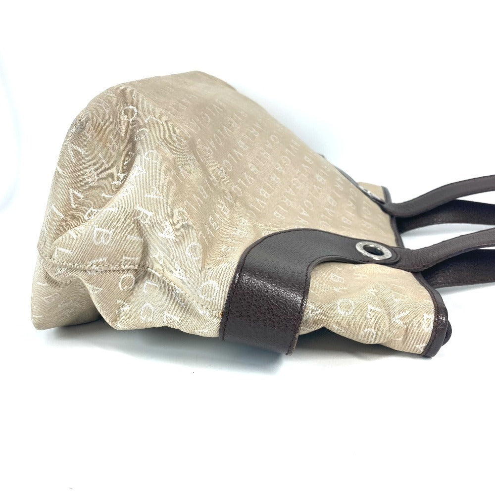 Bvlgari Tote Bag Canvas / Leather Beige Logo Mania Women