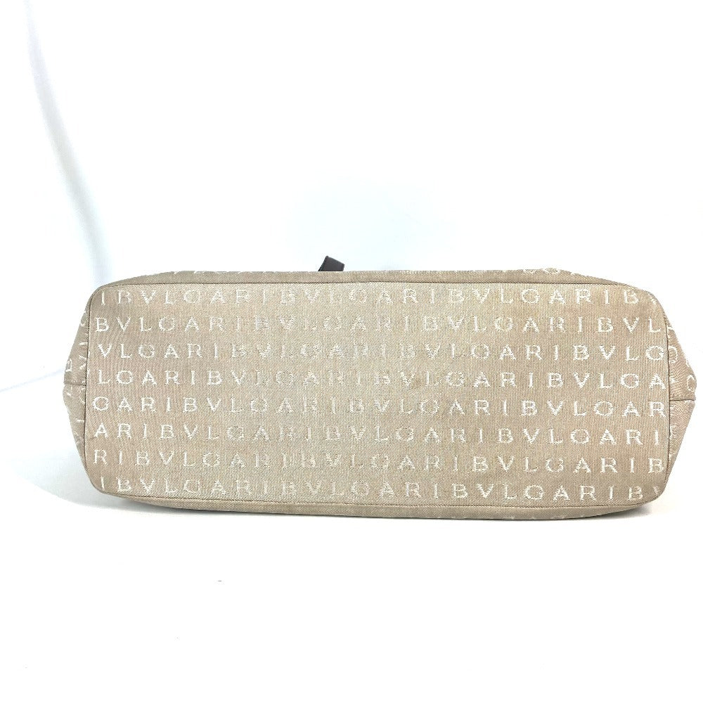 Bvlgari Tote Bag Canvas / Leather Beige Logo Mania Women
