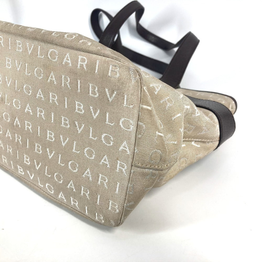 Bvlgari Tote Bag Canvas / Leather Beige Logo Mania Women