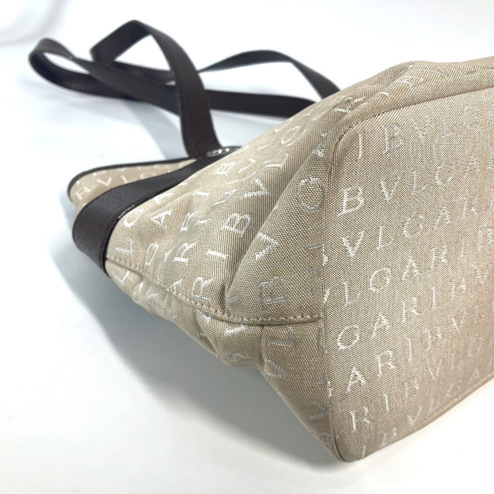 Bvlgari Tote Bag Canvas / Leather Beige Logo Mania Women