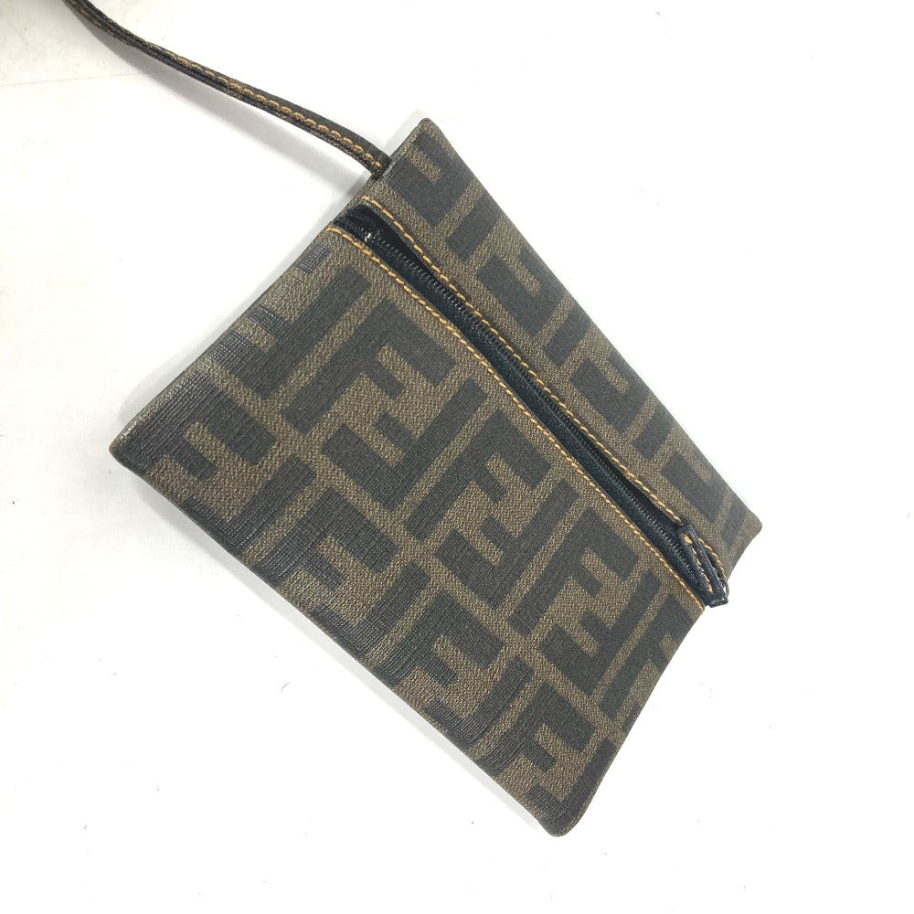 Fendi Shoulder Bag Coated Leather Brown Mesh Bag Beach Bag Vintage Zucca Women