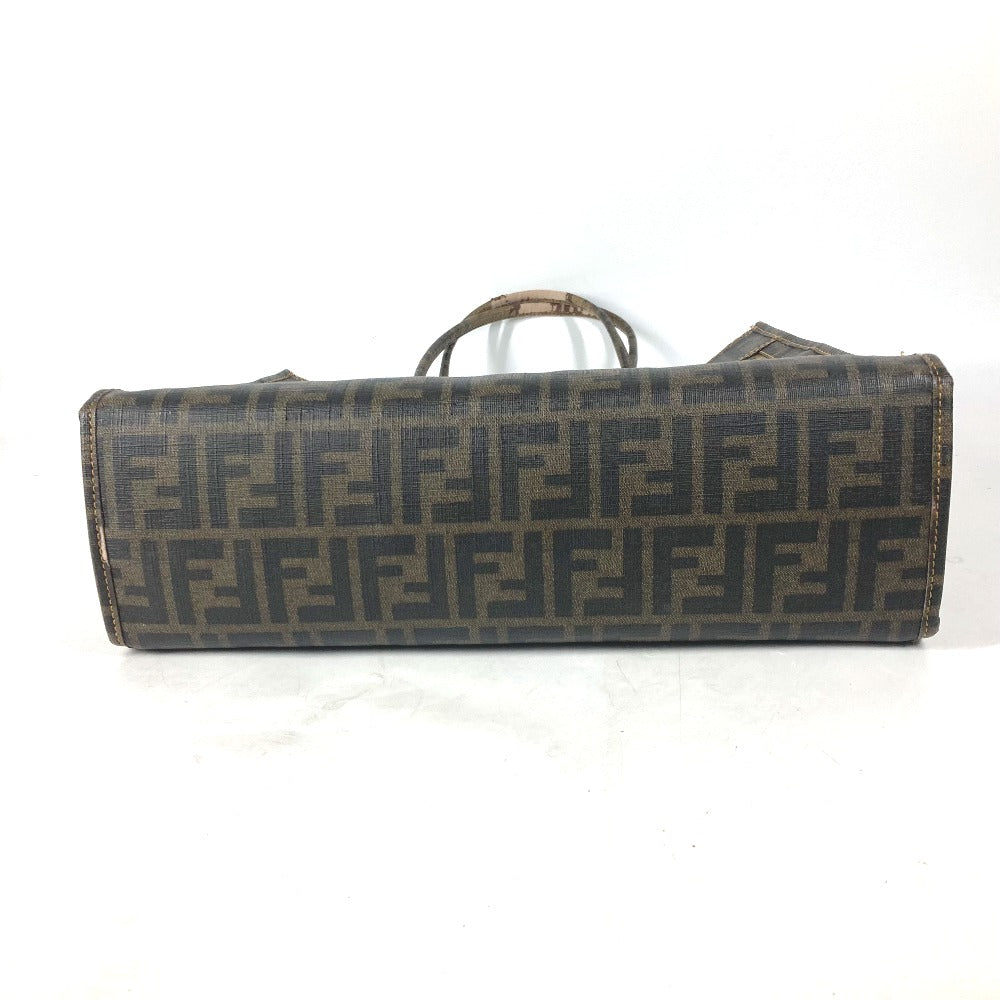 Fendi Shoulder Bag Coated Leather Brown Mesh Bag Beach Bag Vintage Zucca Women