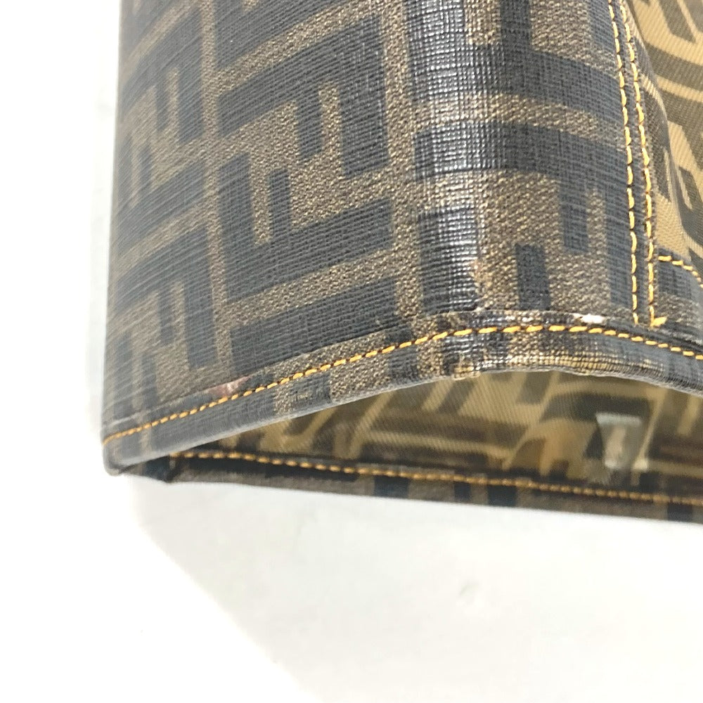 Fendi Shoulder Bag Coated Leather Brown Mesh Bag Beach Bag Vintage Zucca Women