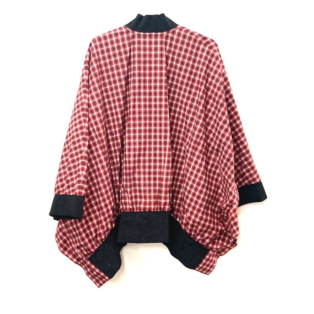 Fendi Jacket Fj6898 Polyester, Nylon Red Check Logo Poncho Women 38