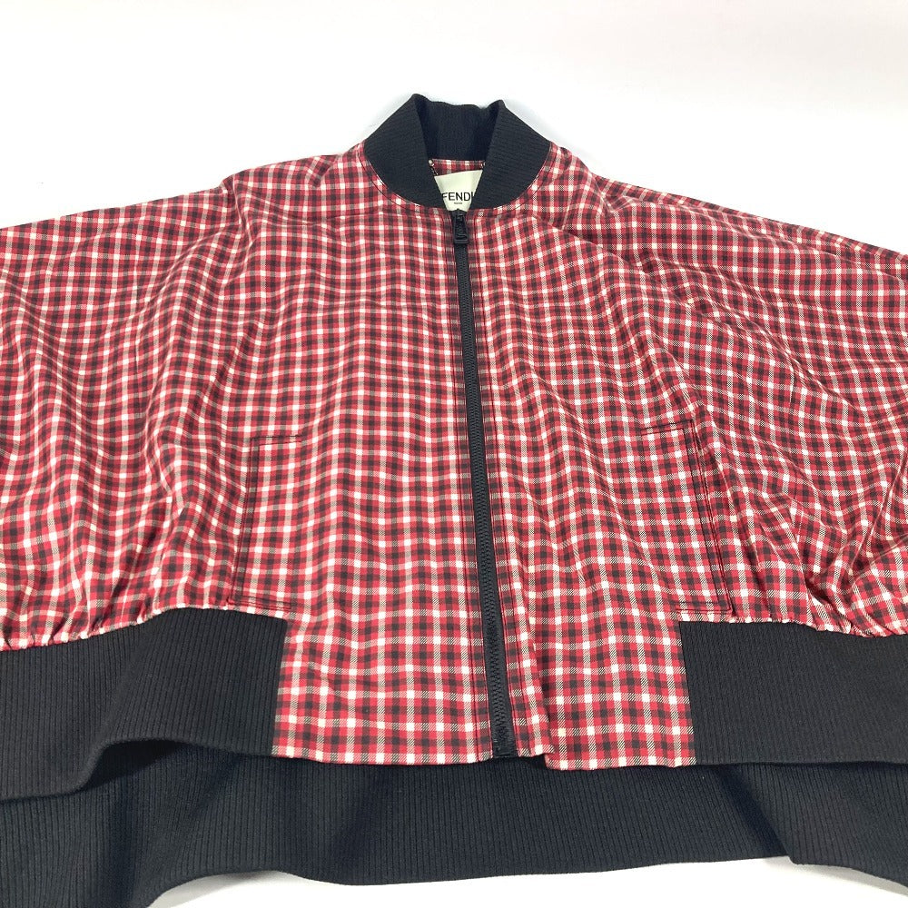 Fendi Jacket Fj6898 Polyester, Nylon Red Check Logo Poncho Women 38