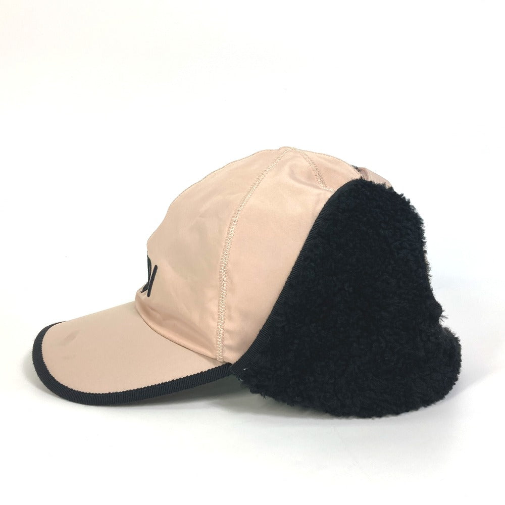 Fendi Hat Fxq679 Polyester Pink Logo Flight Cap Women 58/M