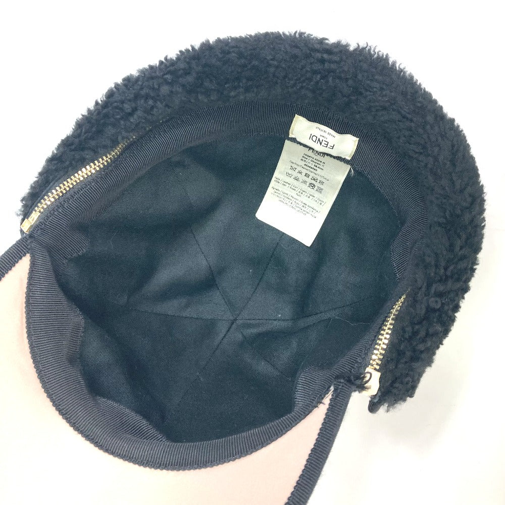 Fendi Hat Fxq679 Polyester Pink Logo Flight Cap Women 58/M