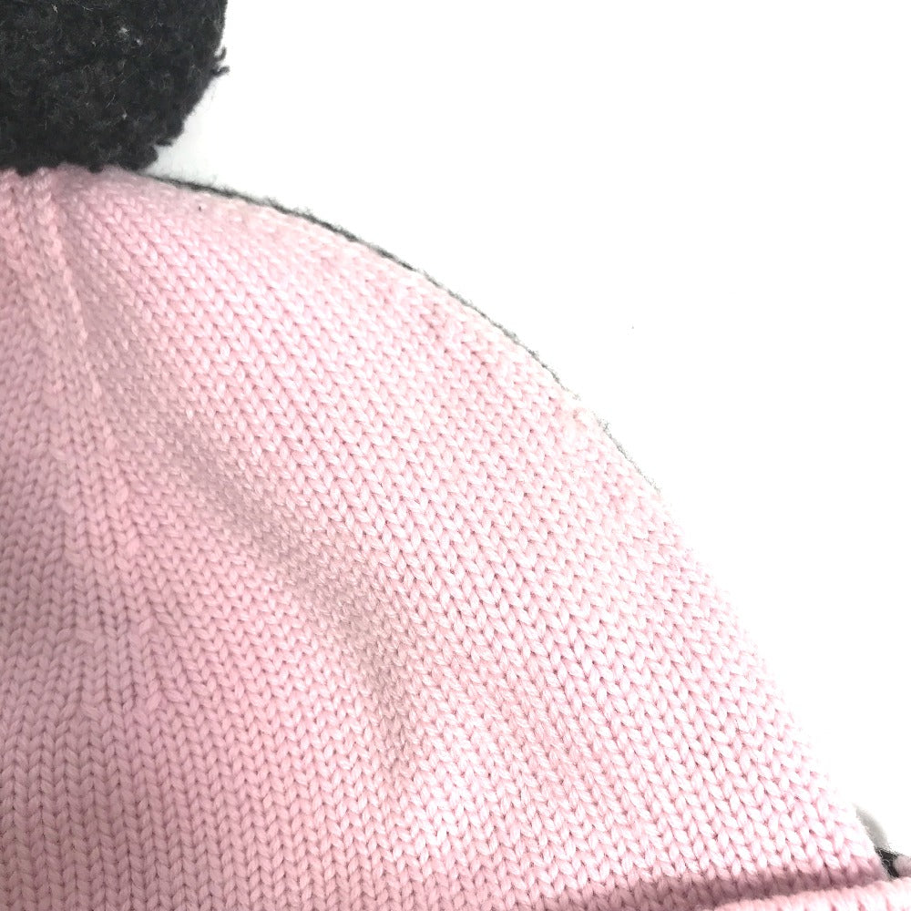Fendi Knit Hat Fxq056 Wool Pink By Color Logo With Pom-Pom Women