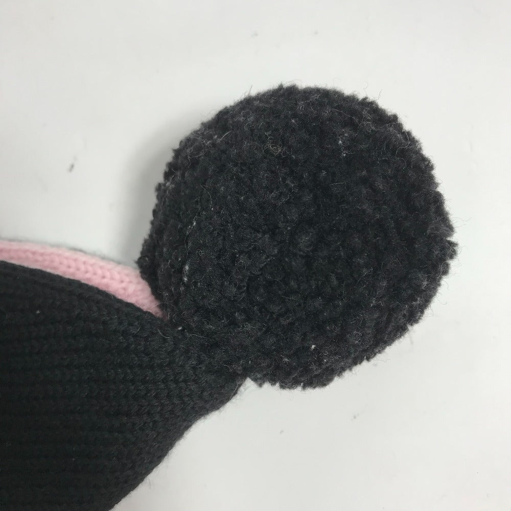 Fendi Knit Hat Fxq056 Wool Pink By Color Logo With Pom-Pom Women