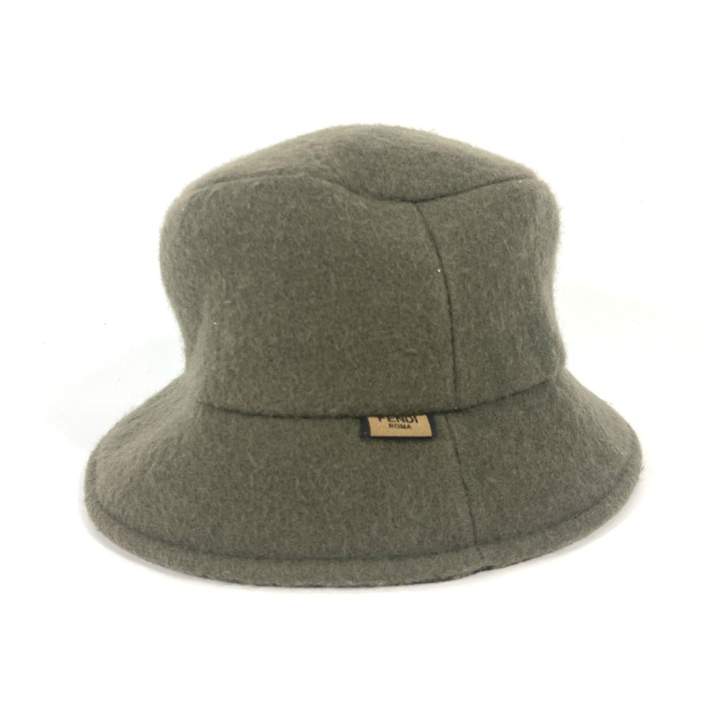 Fendi Hat Fxq901 Wool Khaki Inner Zucca Women M