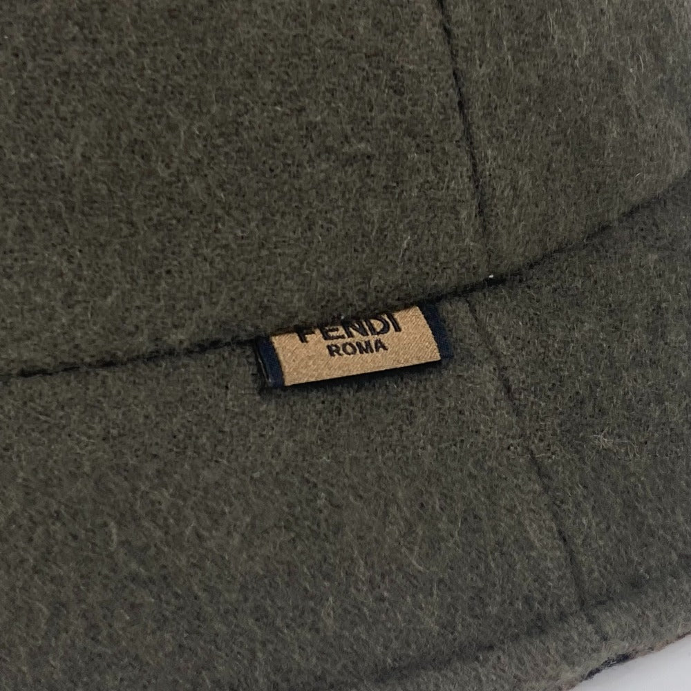 Fendi Hat Fxq901 Wool Khaki Inner Zucca Women M