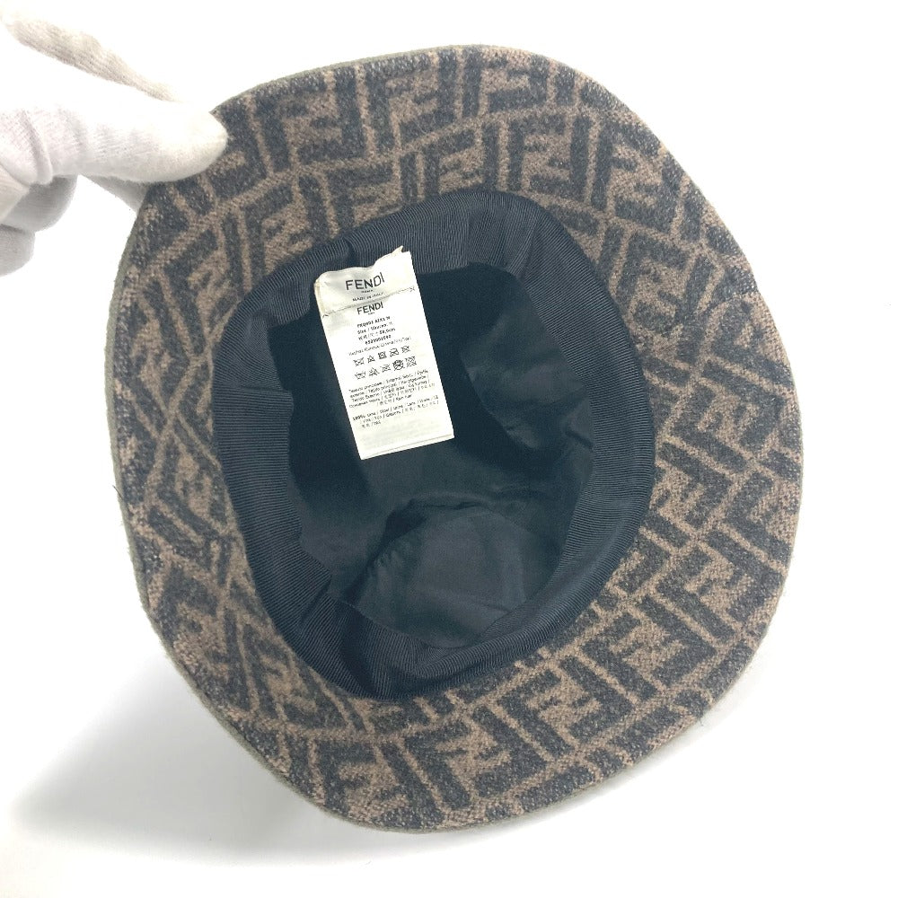 Fendi Hat Fxq901 Wool Khaki Inner Zucca Women M