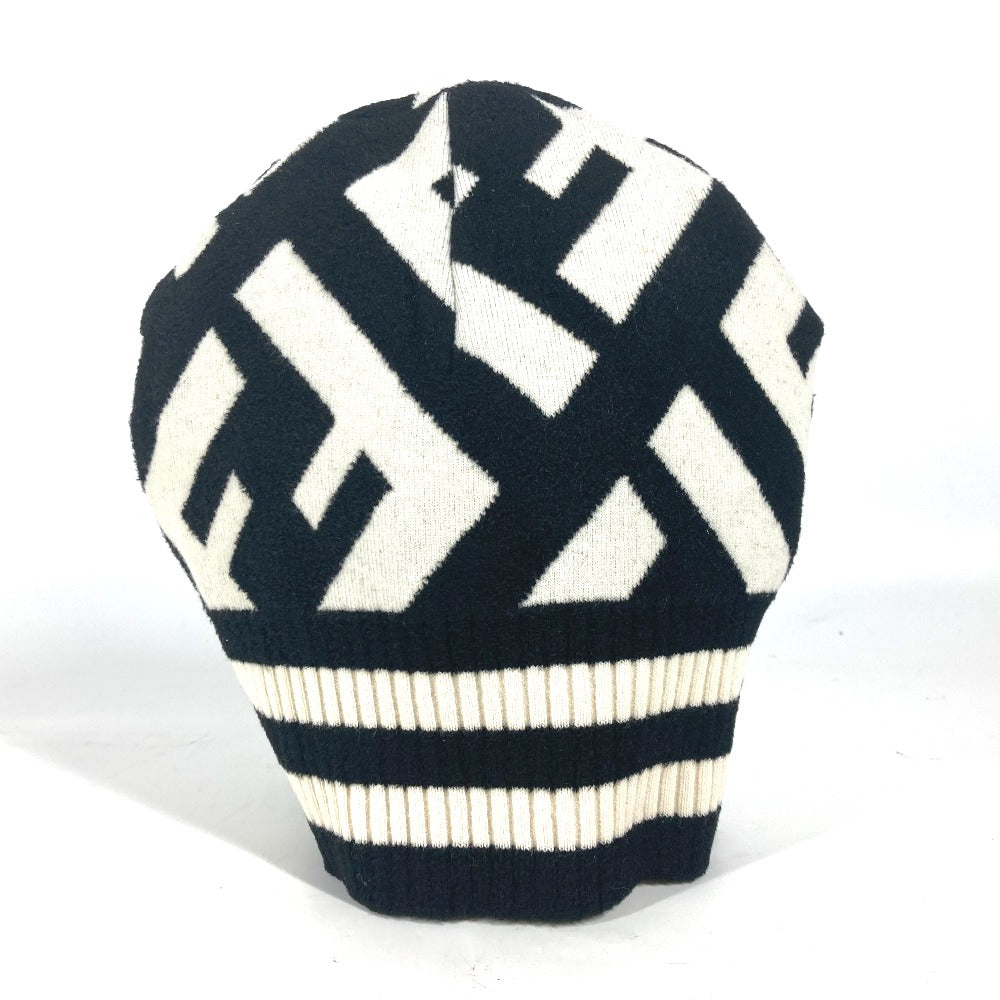 Fendi Knit Hat Fxq538 Wool, Rayon Black By Color Zucca Logo Women