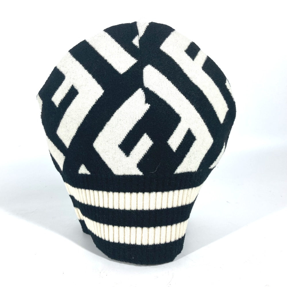 Fendi Knit Hat Fxq538 Wool, Rayon Black By Color Zucca Logo Women