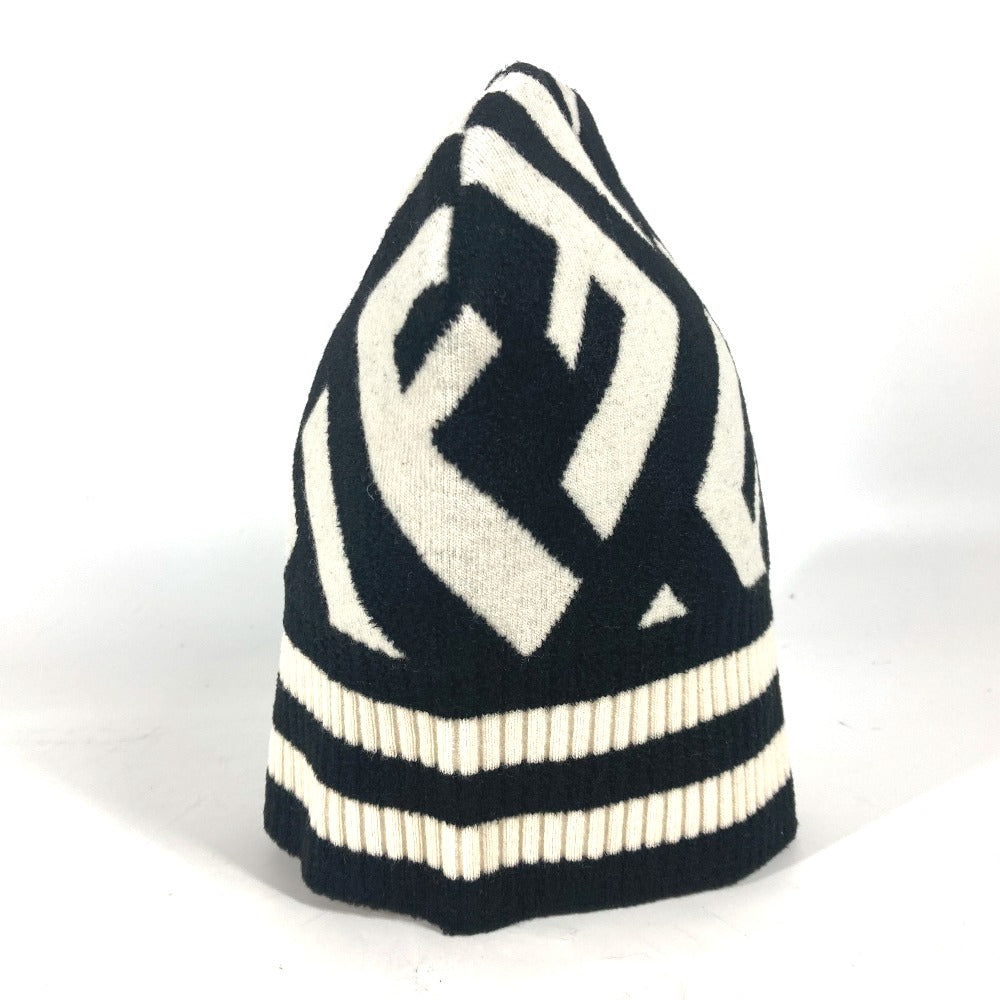 Fendi Knit Hat Fxq538 Wool, Rayon Black By Color Zucca Logo Women