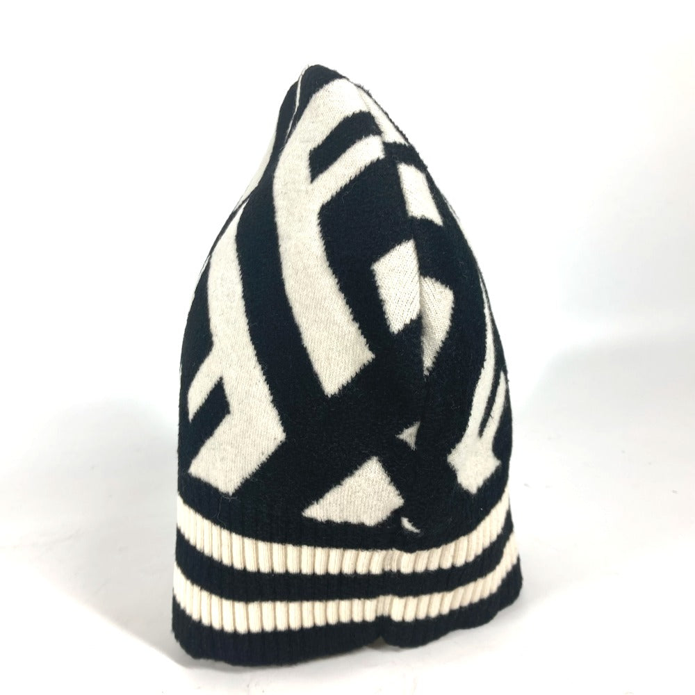 Fendi Knit Hat Fxq538 Wool, Rayon Black By Color Zucca Logo Women